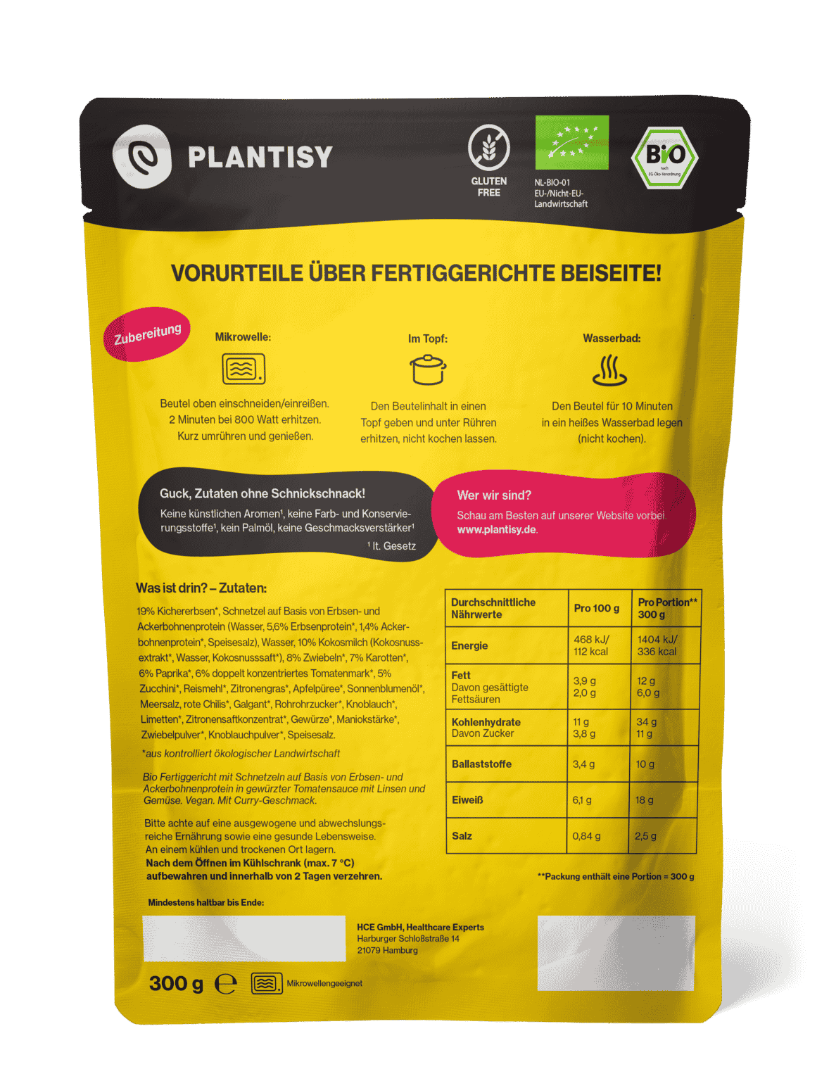 Plantisy_Veganes_Curry_Back Plantisy Veganes Chicken Curry Verpackung Rückseite