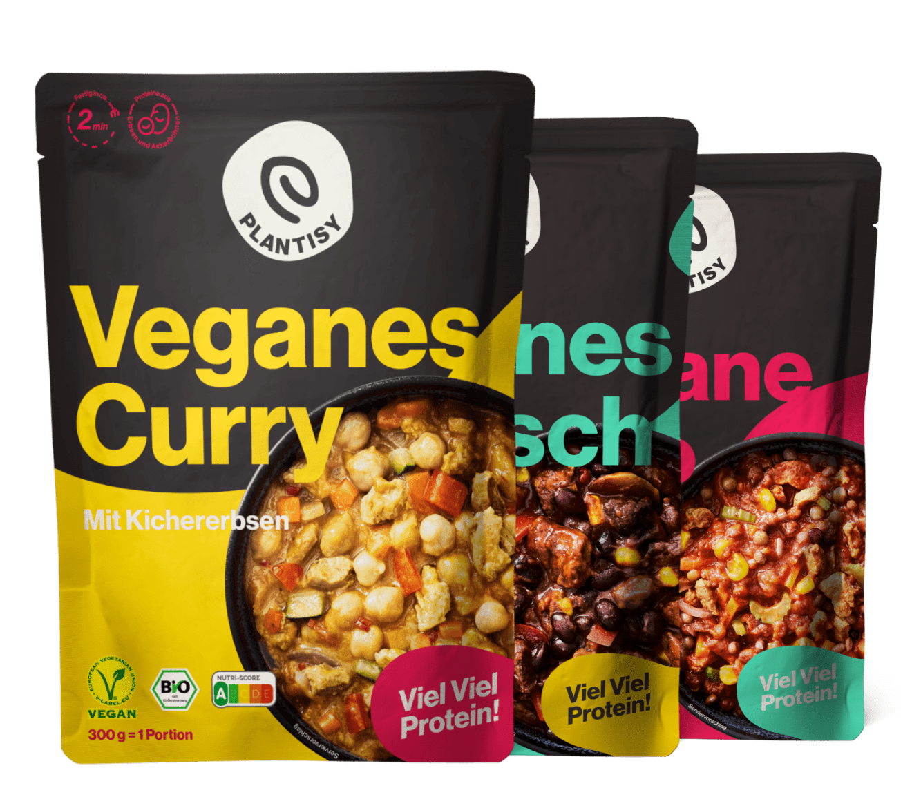 Plantisy 3er Pack Veganes Curry Veganes Gulasch Vegane Bolo